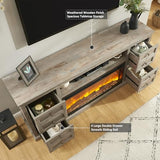 Unineo 70'' Fireplace TV Stand for up to 80'' Tvs with Drawer, Large Storage Tv Console Cabinet w/ 36'' Electric Fireplace, Media Entertainment Center for Living Room/Bedroom, Light Rustic Oak Unineo