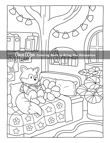 Cozy Spaces: Coloring Book for Adults and Teens Featuring Relaxing Familiar Corners with Cute Animal Characters for Stress Relief Coco Wyo LLC