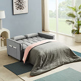 Antetek 3 in 1 Convertible Sleeper Sofa Bed, Modern Velvet Loveseat Futon Couch w/Pullout Bed, Small Love Seat Lounge Sofa w/Reclining Backrest, Toss Pillows, Pockets, Furniture for Living Room, Grey Antetek