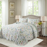 HoneiLife Floral Quilt King Size - 3 Pieces Microfiber Quilt Sets Lightweight Bedspreads Wildflower Coverlets Retro Bed Cover King Quilt Bedding Set All Season Quilts HoneiLife