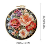 ARTopet Embroidery Kit for Beginners Cross Stitch Kits Needlepoint Set Colorful Flowers Patterns Embroidery Thread Kit for Craft Lover Hand Stitch with Hoop Threads Fabric-Flowers02
