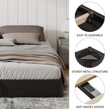 YUMPIE Queen Size Lift-Up Storage Platform Bed Frame, Metal Bed Frame with Wooden Slats Support, Spacious Underneath Storage, No Box Spring Required, Noise-Free, Black YUMPIE