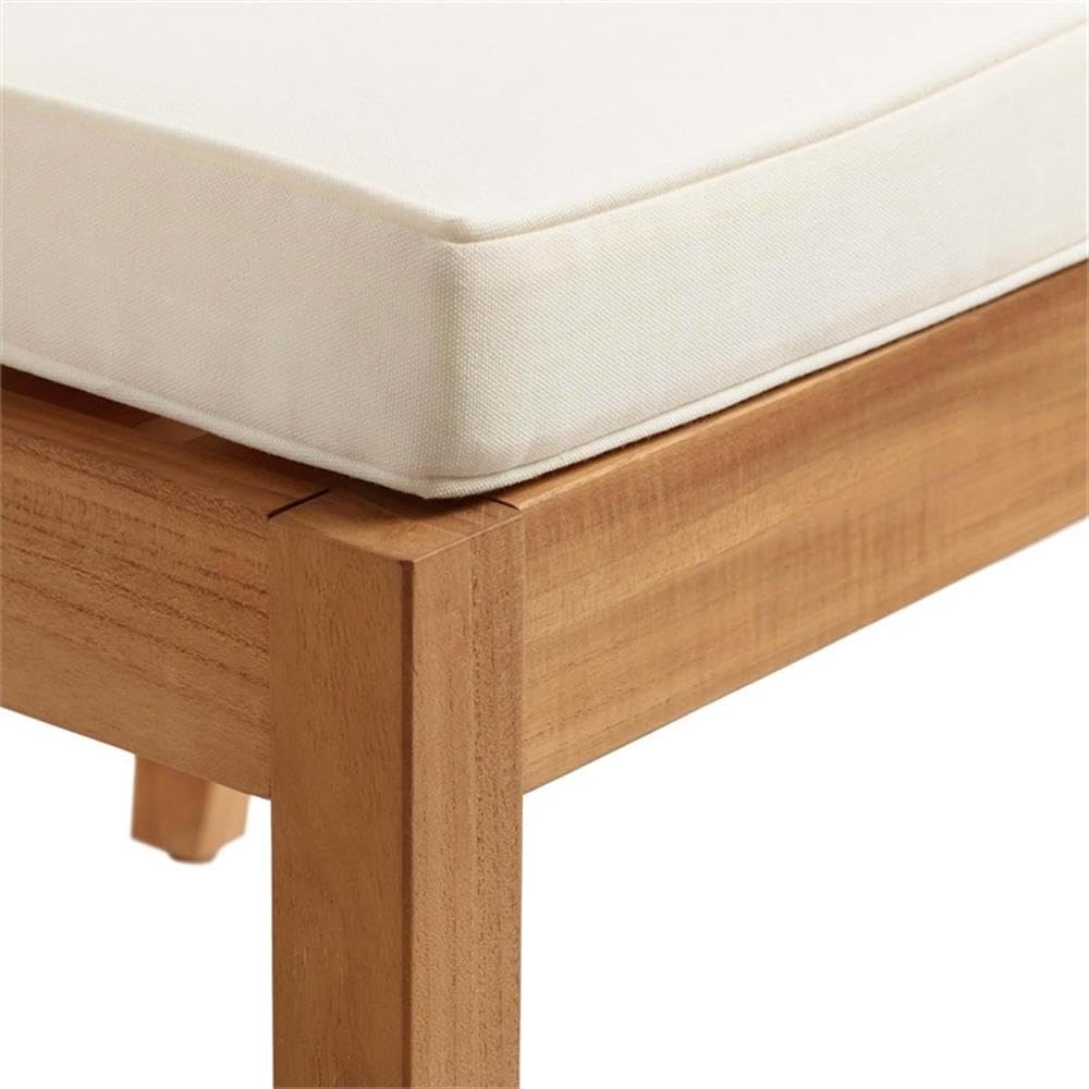 Linon Barlow Teak Outdoor Armless Set of 2 Dining Chairs and Cushions in Natural Linon