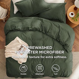 Bedsure Duvet Cover Full Size with Fitted Sheet - 4 Pieces Prewashed Cotton-Like Polyester Extra Soft Bedding Set, Includes 1 Duvet Cover 80x90 Inches, 2 Pillow Shams, 1 Fitted Sheet, Olive Green Bedsure