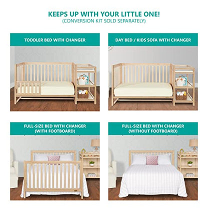 Dream On Me Milo 5-in-1 Convertible Crib and Changing Table with Free Changing Pad in Vintage White Oak, 3 Mattress Height Settings, Non-Toxic Finishes, Pinewood - WoodArtSupply