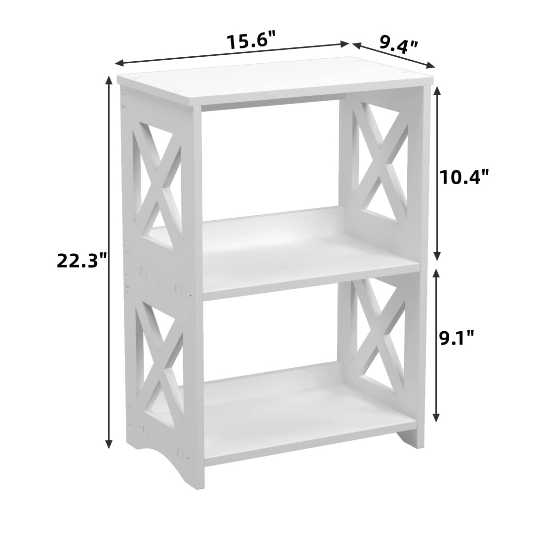 pikpuk Side Table, Narrow End Table with Storage Shelf, Minimalist Bedside Tables Nightstand, Small Bookshelf Bookcase, Bathroom Shelves, Display Rack for Bedroom, Living Room, Office, White. pikpuk