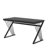 FOLUBAN Black Desk, Modern Wood and Metal Computer Desk for Home Office, Simple Writing Work PC Desks for Bedroom, Industrial Study Gaming Table for Living Room, Black, 53 Inch FOLUBAN