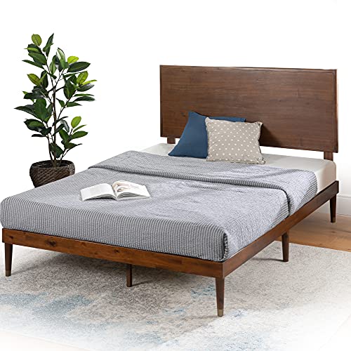 Zinus Raymond Mid-Century Solid Wood Platform Bed Frame with Adjustable Headboard - WoodArtSupply