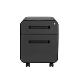 Laura Davidson Furniture STOCKPILE Mini Seated 2 Drawer Mobile File Cabinet with Removable Magnetic Cushion Seat - Short Version, Metal Filing Cabinet, Pre-Assembled, Black with Grey Cushion Laura Davidson Furniture