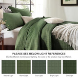 SunStyle Home Quilt Set Twin Olive Green Lightweight Bedspread Soft Reversible Coverlet for All Season 2pcs Army Green Square Quilted Bedding Sets (1 Quilt 1 Pillow Sham)(68"x86") SunStyle Home