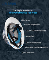 LANON Full Brim Hard Hat, OSHA Construction Work Approved, Blue Pattern Design, FRP Safety Helmet with 4 Point Adjustable Ratchet Suspension, Class C LANON Protection