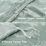 MUXHOMO Duvet Cover King Size, Reversible Floral Green Duvet Cover Set with Zipper Closure, 3 Pieces Botanical Patterns Soft Microfiber Bedding Set (90"x104", 2 Pillow Cases 20"×36") MUXHOMO
