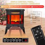 Electric Fireplace Heater 22 in Freestanding Fireplace Stove Infrared Fireplace RealSmart with 3D Flame Effect Remote Control, Timer, Overheating Protection Heater for Indoor Use Black RealSmart