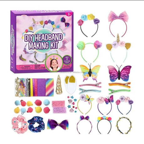 infinity treasures Headband Making kit for Girls, Fashion Headbands for Kids, DIY Hair Accessories Set with Clips and Scrunchies, Arts & Crafts Gift for Ages 5-12 Year Old- 65 pcs infinity treasures