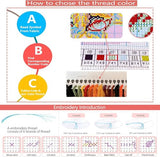 Beginner DIY Stamped Cross Stitch Kit with Embroidery Hoop Pre-Printed Pattern Fishing Trout Fish DIY Needlepoint Craft Kit for Adults Includes All Supplies Wall Art Decor Gift 33x33cm (196)