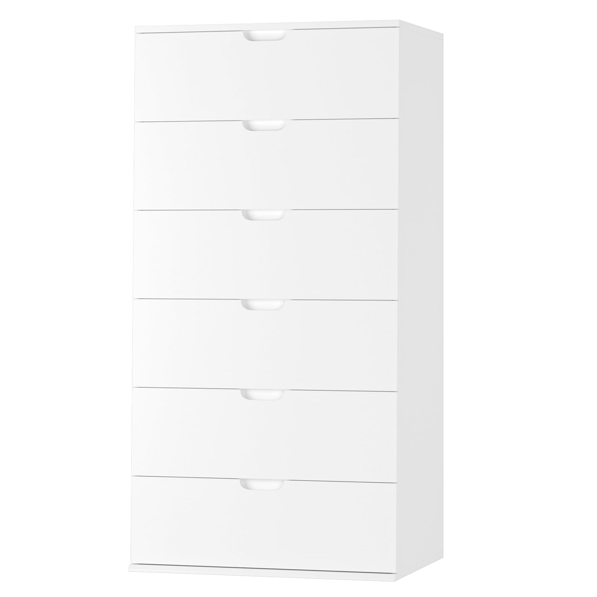 FOTOSOK White Dresser, Tall White Dresser with 6 Drawers, Modern Wood Chest of Drawers 6 Drawer Dresser with Large Capacity, 15.7" x 23.6" x 47" - WoodArtSupply