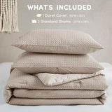 Comfort Spaces Taupe Queen Duvet Cover Set - 3 Pieces Breathable Dotted Weave Texture Duvet Sets, Modern Farmhouse Boho Duvet Cover & Sham, All Season Microfiber Queen Bed Set, Full/Queen Comfort Spaces