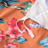 Eikei Botanical Garden Duvet Cover Washed Brushed 100-percent Cotton Bedding Set Asian Chinoiserie Print Colorful Tropical Tree Branches and Birds Floral Pattern (Queen, Orange) Eikei
