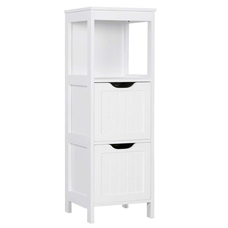 Yaheetech Bathroom Floor Cabinet, Wooden Storage Cabinet with 2 Drawers, Multifunctional Side Organizer Rack Stand Table, White Yaheetech