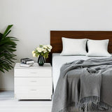 Karl home White 3 Drawer Dresser for Bedroom, Small Nightstand Modern Storage Chest of Drawer Wooden Side Table End Table for Bedroom, Living Room, Reception Room Karl home