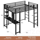 Shintenchi Loft Bed Full Size with Desk and Storage Shelves, Frame with 2 Side Ladders for Kids, Teens Adults, Spcace-Saving Noise-Free and Anti-tilt Design, Black Shintenchi