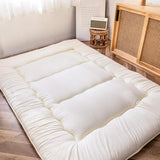 MAXYOYO Japanese Floor Futon Queen Size, Thicken Tatami Mat Sleeping Pad Foldable Roll Up Mattress Trifold Pad Guest Bed, Off White MAXYOYO