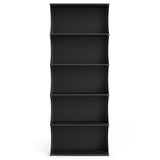 LITTLE TREE 5-Tier Bookcase, 70.8" Tall Open Bookshelf with Unique Curved-Edge Design, Modern Display & Storage Rack, Floor Standing Shelves for Home Office, Living Room, Bedroom, Studies, Black LITTLE TREE