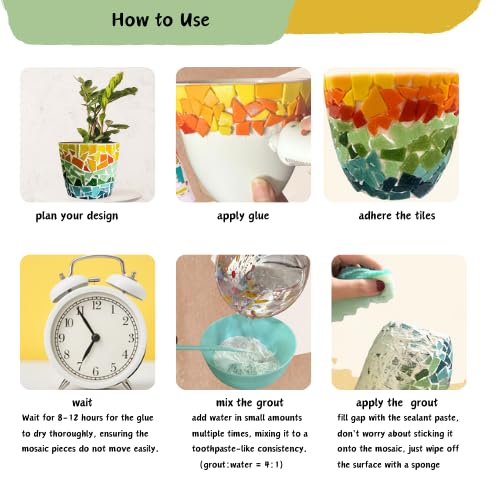 jiezaidada Mosaic Puzzles Craft Kit for Adults, Arts and Crafts Hobbies for Women & Men, Flowerpot Planter DIY with Step-by-Step Guide,Home Decor Gifts for Holiday & Special Occasion jiezaidada