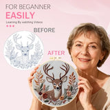 Huacan 1pc Stitched Deer with Floral Embroidery Kit - Handmade Craft Set for Creative Hobby & Unique Gift