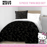 Jay Franco Hello Kitty Stars Twin Comforter Set - 5 Piece Bedding Includes Sheet Set & Pillow Covers - Super Soft Zodiac Black & Gold Bedding Jay Franco