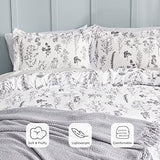 Bedsure Queen Comforter Set - Bright White Bed Set, 3 Pieces Cute Floral Bedding, 1 Soft Reversible Botanical Flowers Comforter and 2 Pillow Shams Bedsure
