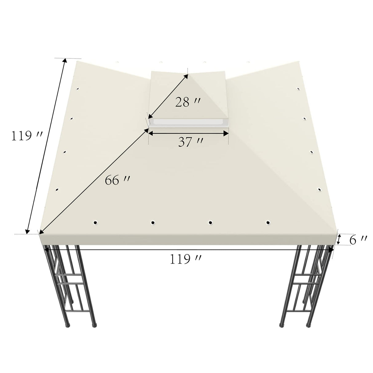Sumfaller 10x10 FT Gazebo Replacement Canopy Top Cover Double Tiered Canopy Top Cover for Patio Garden Outdoor BBQ Roof Cover Grill Shelter (Beige) WoodArtSupply