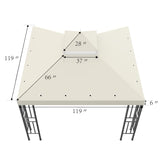 Sumfaller 10x10 FT Gazebo Replacement Canopy Top Cover Double Tiered Canopy Top Cover for Patio Garden Outdoor BBQ Roof Cover Grill Shelter (Beige) WoodArtSupply