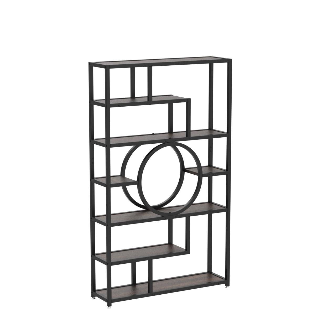 Tribesigns 72-Inch Geometric Industrial Bookshelf with 11 Open Shelving Units - WoodArtSupply