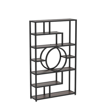 Tribesigns 72-Inch Geometric Industrial Bookshelf with 11 Open Shelving Units - WoodArtSupply