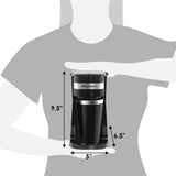 Elite Gourmet EHC114 Personal Single-Serve Compact Coffee Maker Brewer Includes 14Oz. Thermal Travel Mug with Stainless Steel Interior, Compatible with Coffee Grounds, Reusable Filter, Black Elite Gourmet