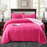 HIG 3pc Pink Twin/Twin XL Comforter Set - All Season Reversible Down Alternative Bedding Comforter - Quilted Duvet Insert with Corner Tabs - Box Stitched Blanket - Breathable, Soft, Fluffy HIG