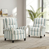 DREAMSIDEA Recliner Chair, Modern Pushback Armchair with Adjustable Backrest & Footrest for Bedroom, Living Room (Blue Stripe,Set of 1)