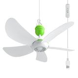 Roodike Mini USB Ceiling Fan for Camping Tent, 17" Portable Hanging Ceiling Fan for Outdoor Gazebo or RV, 13.2ft Long Cord with on/off Button, DC 5V, 330 RPM Rotation Speed, 36 dB Quiet Roodike