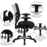 Flash Furniture Nicholas Mid-Back Swivel Desk Chair with Wheels, Mesh Back, Padded Seat, and Armrests, Adjustable Height Mesh Ergonomic Office Chair, Black Flash Furniture