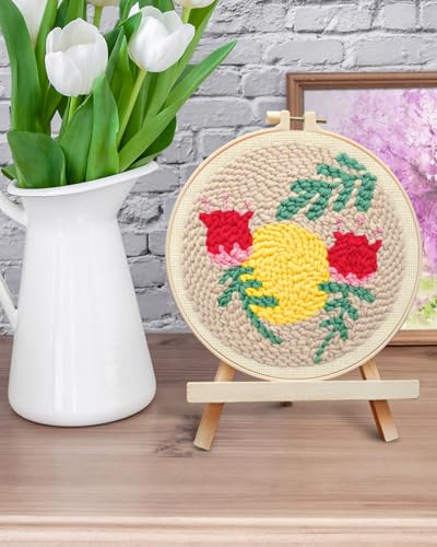 ERKOON Punch Needle Kit Adults Beginners, DIY Easy Floral Embroidery Set for Starter Art Craft, Needling Punch Project with Patterns, Tools, Yarns, Hoop, Instruction (Rose Passing) ERKOON