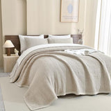 Sanracie Cotton Oversized King Bedspread(120"x120"),Wheat Waffle Weave Quilt Set 3Pcs Soft Lightweight Farmhouse Oversized King Quilt Bedding Set,Luxury Bedding Coverlet for All Seasons Sanracie