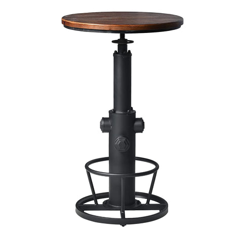 LOKKHAN Industrial Bar Table 38.6"-48.4" Height Adjustable Swivel Round Wood Tabletop 23.7" Dia, Kitchen Dining Office Coffee Bistro Pub Table LOKKHAN