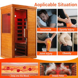 Bowear Far Infrared Sauna for 1-2 Person, 110V 1120W Indoor Home Sauna with Bluetooth Audio, 7 Colors Light Therapy, Reading Lamp, Time & Temperature Adjustable, Oguman Wood Dry Sauna Bowear