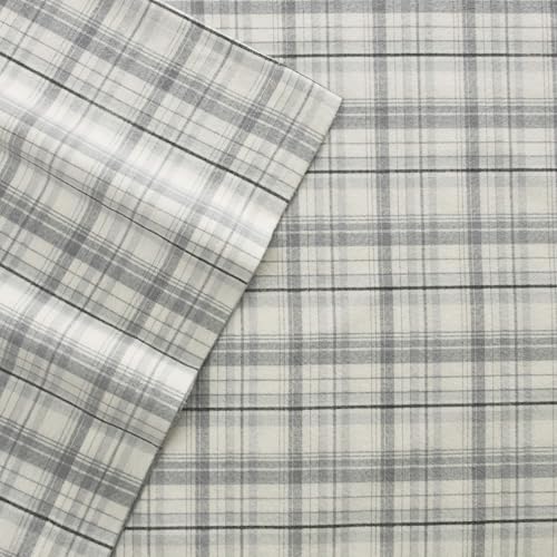Eddie Bauer - Flannel Sheets King Size, Anti-Pilling & Wrinkle Resistant Cotton, Touchably Soft for All-Season Comfort - Bed Sheets with Matching Pillowcases & Fitted Sheet (Beacon Hill Ivory)