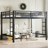 Bellemave Loft Bed Queen Size, Heavy Duty Loft Bed Frame with 2 Build in Ladder and Full Length Guardrail, Easy Assemble, Noise Free Design, No Box Spring Needed, Black Bellemave