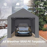 Kecreque Carport 10x20 Heavy Duty Portable Garage w/Removable Sidewalls & Roll-Up Door Car Canopy Party Tents Waterproof UV Resistant All Weather Car Port for Trucks,Boats(Grey) Kecreque