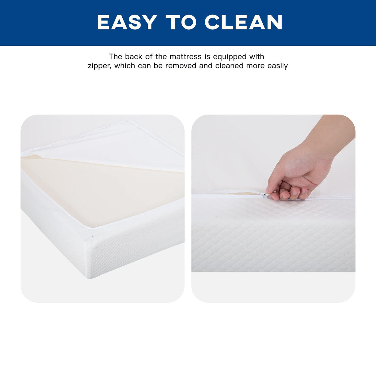FDW | 10 Inch Queen Mattress | Medium Firm | Gel Memory Foam Mattress | White | Bed in a Box, CertiPUR-US Certified | Pressure Relief, Cooling Ventilated Foam | Washable Removable Cover FDW