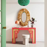 Tov Furniture Suzie Coral Pink & Rattan Console Table Tov Furniture