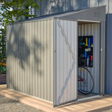 YOPTO 4x8 FT Outdoor Storage Shed,Lean to Lockable Metal Garden Shed Steel with Reinforced Beams,All Weather Waterproof Storage House W/Lockable Door&2 Air Vents,for Backyard,Patio,Lawn,Garden,Gray YOPTO